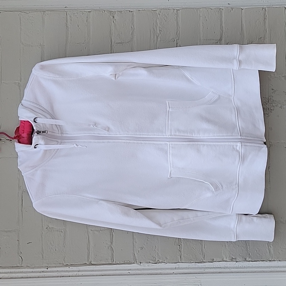 Tech Gear White Zip Front Sz Large Women's Kangaroo Pocket Sweatshirt With Hood